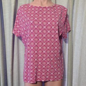 NWOT Croft & Barrow Pink Medallion Short Sleeve Crewneck Tee, Size XL